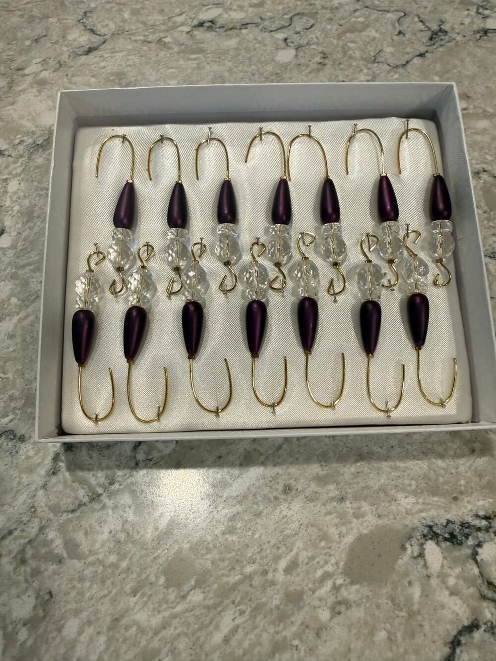 NEW Set of 14 Decorative Beaded Ornament Hangers Purple Holidays Christmas
